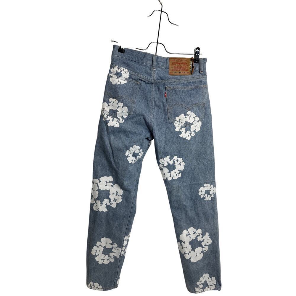 100% Authentic Levi's X Denim Tears Collab Men Blue Jean Size 30 x 30 Fly Button - Picture 3 of 16